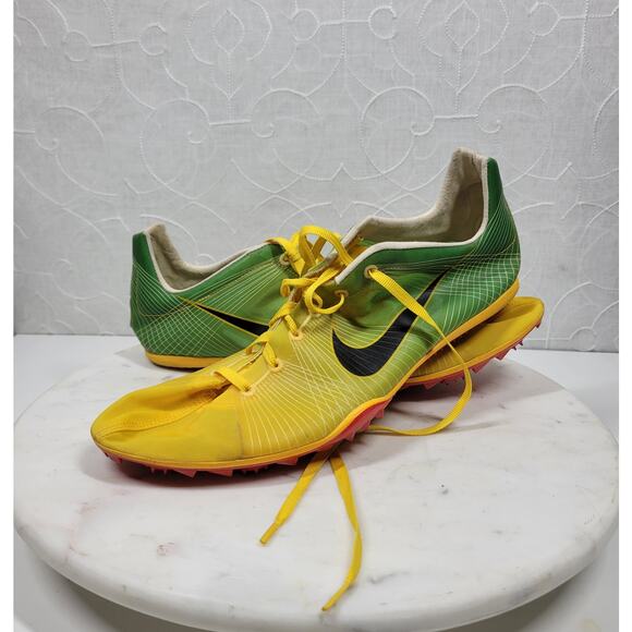 Nike Bowerman Zoom Victory Shoes Mens 11.5‎ Yellow Green Ultra Lite Track Field - Picture 7 of 14